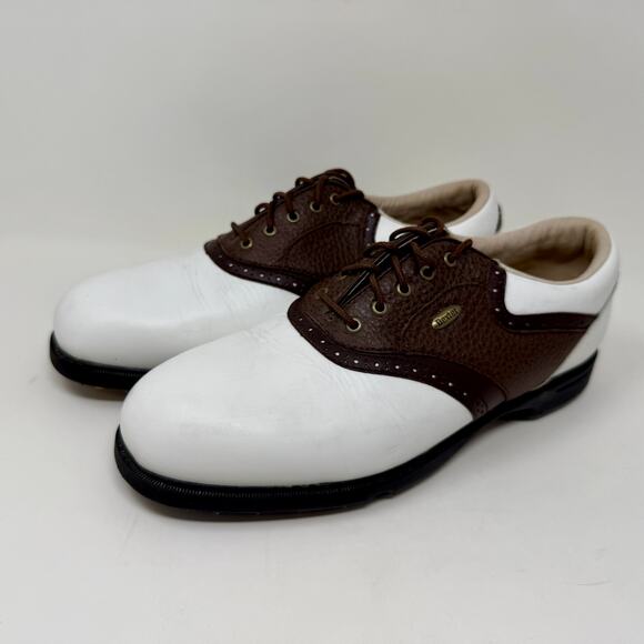 Dexter Leather Pivot Pro Golf Shoes Mens 9 1/2 Oxford Saddle Brown White K.5.4 - Picture 5 of 15